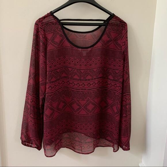 NWT Charming Charlie's Hi-Lo Boho Chiffon Tunic Top Large - Picture 1 of 6